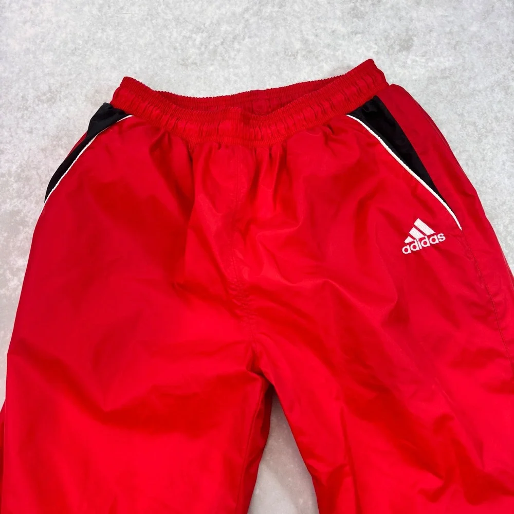 Vintage Adidas Youth XL Tearaway Track Pants Adult S/M Red Black Y2K Basketball
